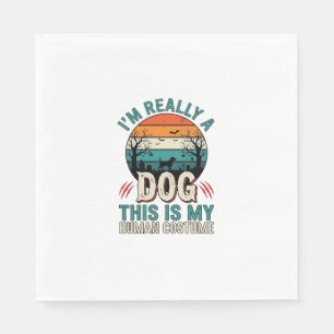 Funny Dog Human Costume Vintage Halloween Shirt_1 Napkin