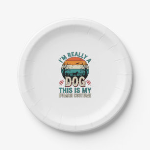 Funny Dog Human Costume Vintage Halloween Shirt_1 Paper Plate