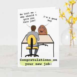 Funny dog illustration congratulations new job card