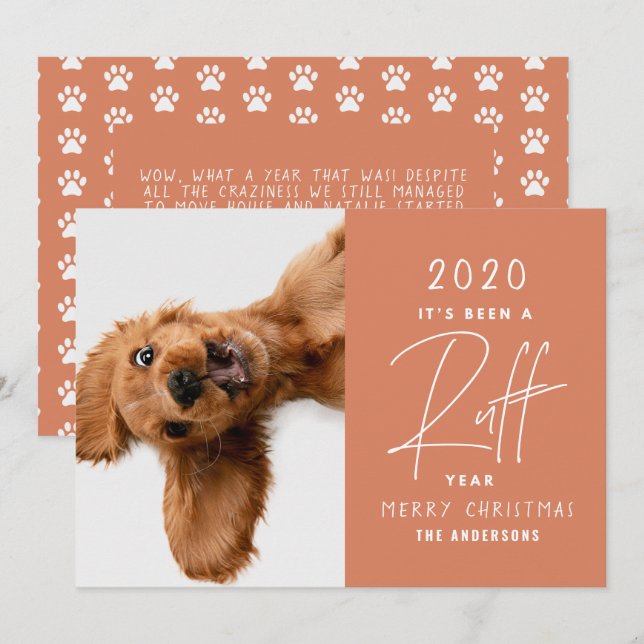 Funny Dog It's Been A Ruff Year Personalised Card (Front/Back)