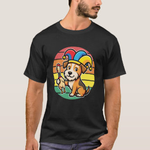 Funny Dog Jester Hat Squeaky Chicken Cartoon Puppy T-Shirt