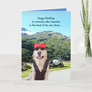 Funny Dog/Lab BIrthday for Male Biker Card