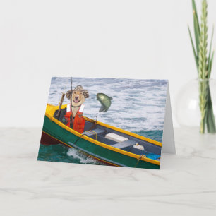 Funny Dog/Lab Fisherman Birthday Card