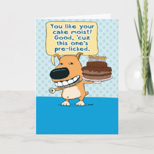 Funny Dog Licked the Cake Birthday Card
