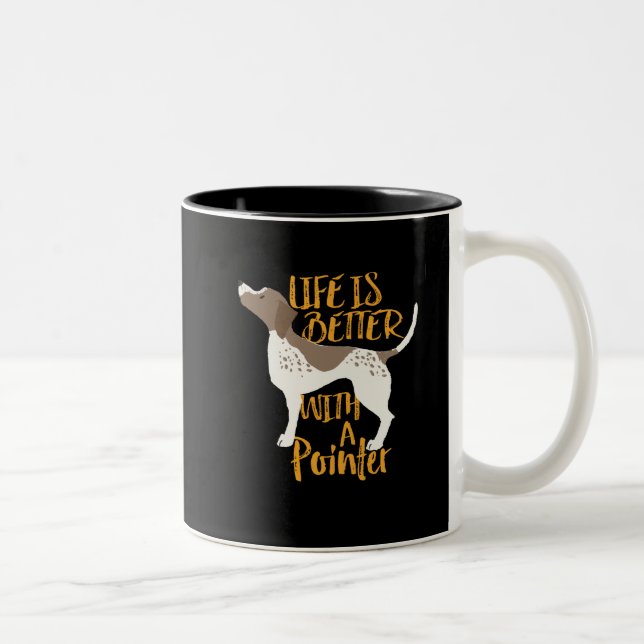 Funny Dog Life Is Better With English Pointer Two-Tone Coffee Mug (Right)