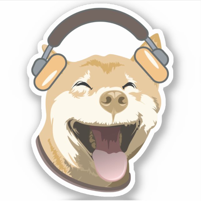Funny Dog Listening to Music (Front)