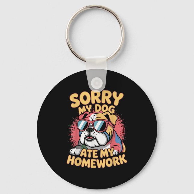 Funny Dog Lover Ate My Homework Sarcastic Quotes K Key Ring (Front)