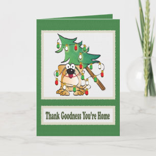 Funny Dog Lover Cartoon Red Green Christmas Card