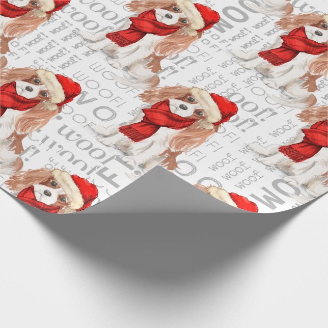 Funny Dog Lover Cavalier King Charles Spaniel Wrapping Paper (Corner)