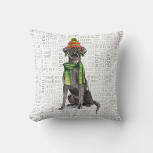 Funny Dog Lover Christmas Black Labrador Retriever Cushion