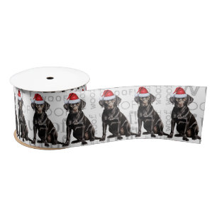 Funny Dog Lover Christmas Black Labrador Retriever Satin Ribbon
