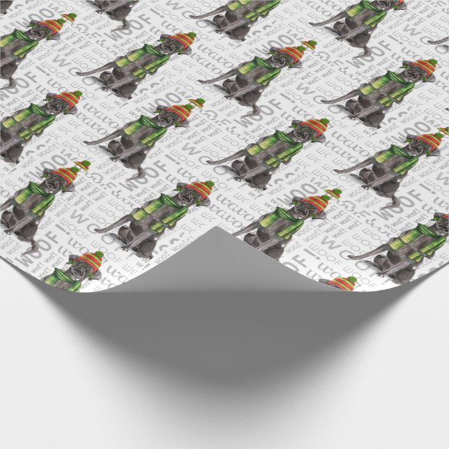 Funny Dog Lover Christmas Black Labrador Retriever Wrapping Paper (Corner)