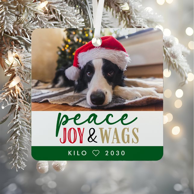 Funny Dog Lover Christmas Photo Cute Personalised Metal Tree Decoration (Creator Uploaded)
