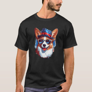 Funny Dog Lover Corgi Independence Day America Fla T-Shirt