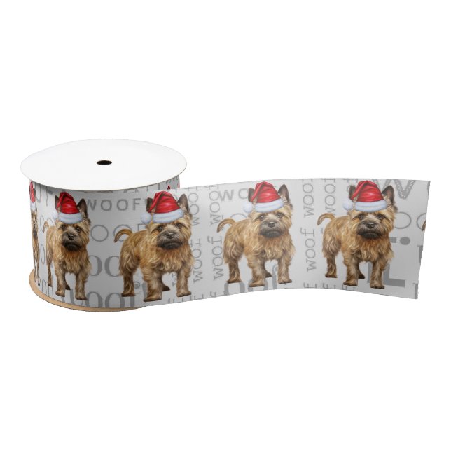 Funny Dog Lover Cute Cairn Terrier Christmas Satin Ribbon (Spool)