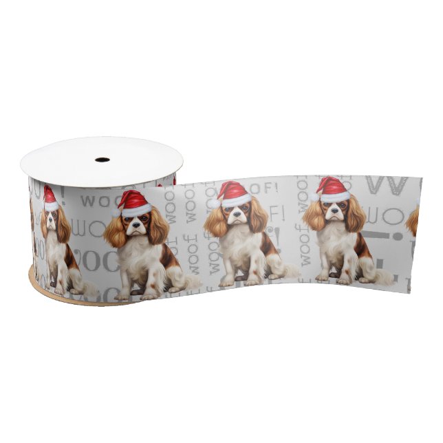 Funny Dog Lover Cute Cavalier Dog Christmas Satin Ribbon (Spool)