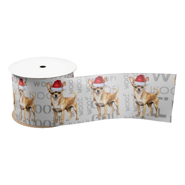 Funny Dog Lover Cute Chihuahua Dog Christmas Satin Ribbon (Spool)