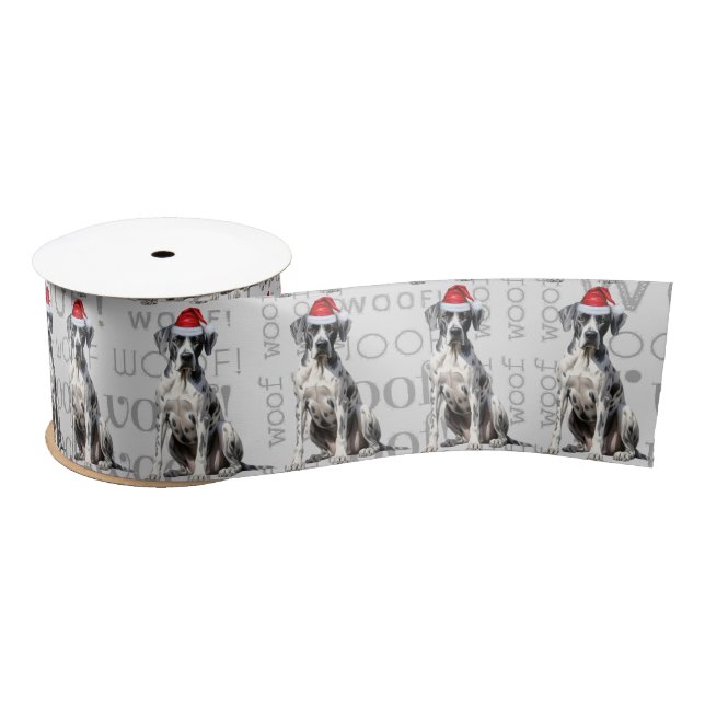 Funny Dog Lover Cute Great Dane Christmas Satin Ribbon (Spool)