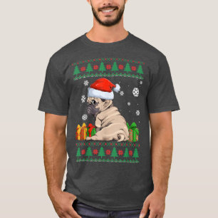 Funny Dog lover Cute Pug Santa hat Ugly Christmas T-Shirt