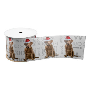 Funny Dog Lover Cute Retriever Dog Christmas Satin Ribbon