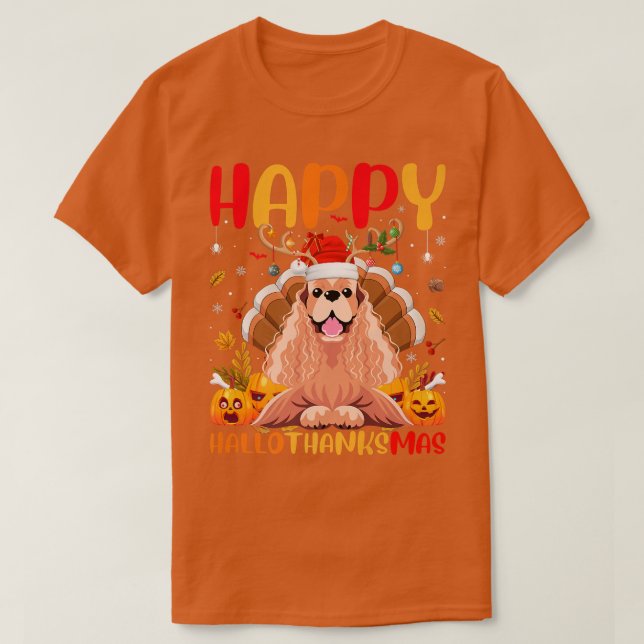 Funny Dog Lover Happy Cocker Spaniel Dog HelloThan T-Shirt (Design Front)