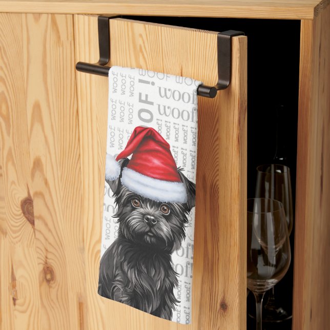 Funny Dog Lover Holiday Affenpinscher Christmas Tea Towel (Thirds Fold)