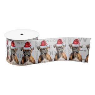 Funny Dog Lover Holiday Boxer Christmas Satin Ribbon