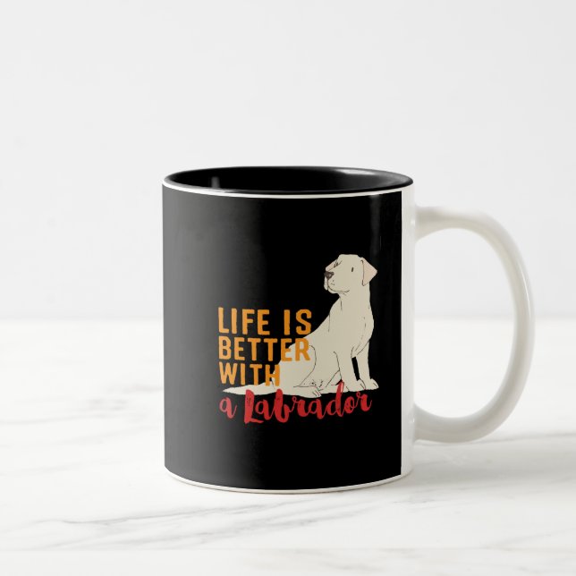 Funny Dog Lover Life Is Better With a Labrador Two-Tone Coffee Mug (Right)