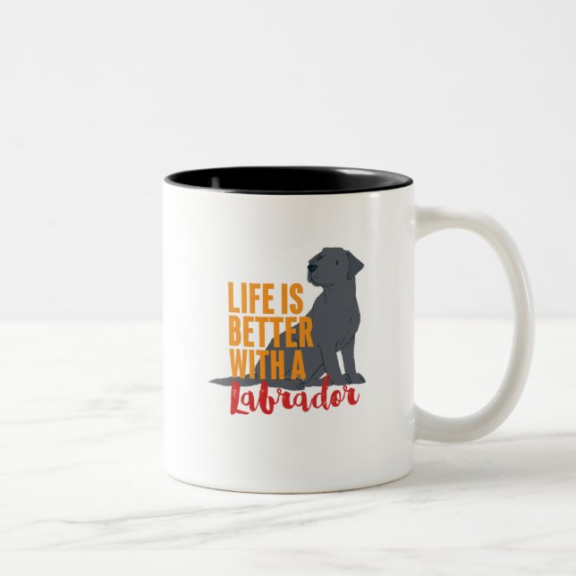 Funny Dog Lover Life Is Better With a Retriever Two-Tone Coffee Mug (Right)