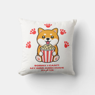Funny Dog Lover Movie Night Cute Shiba Inu Cushion