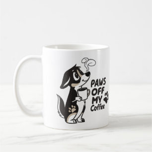 Funny Dog Lover "PAWS OFF MY COFFEE" Cartoon Mug