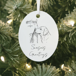 Funny Dog Lover Season's Greetings Christmas Metal Tree Decoration