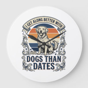 Funny Dog Lover Shirt Vintage Engraving Quote Desi Large Clock