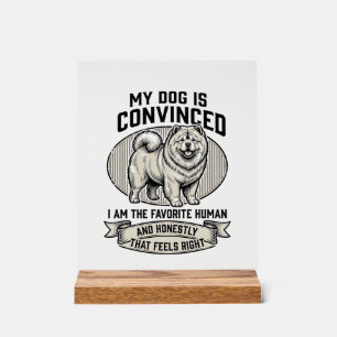 Funny Dog Lover Shirt with Vintage Engraved Chow C Acrylic Sign