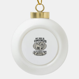 Funny Dog Lover Shirt with Vintage Engraved Chow C Ceramic Ball Christmas Ornament