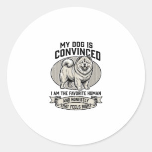 Funny Dog Lover Shirt with Vintage Engraved Chow C Classic Round Sticker