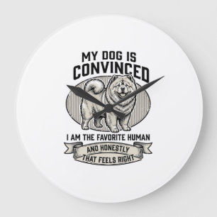 Funny Dog Lover Shirt with Vintage Engraved Chow C Large Clock
