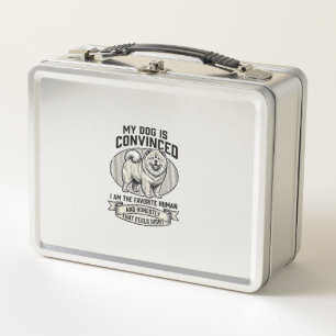 Funny Dog Lover Shirt with Vintage Engraved Chow C Metal Lunch Box