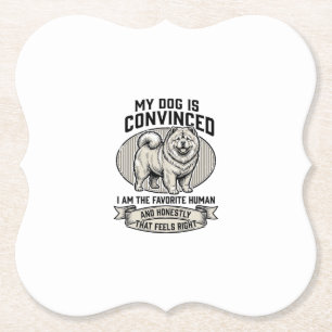 Funny Dog Lover Shirt with Vintage Engraved Chow C Paper Coaster