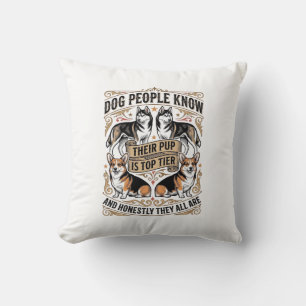 Funny Dog Lover Shirt with Vintage Puppy Debate De Cushion
