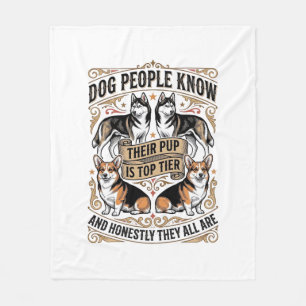 Funny Dog Lover Shirt with Vintage Puppy Debate De Fleece Blanket