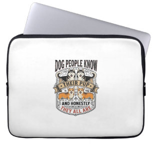 Funny Dog Lover Shirt with Vintage Puppy Debate De Laptop Sleeve