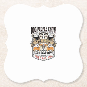 Funny Dog Lover Shirt with Vintage Puppy Debate De Paper Coaster