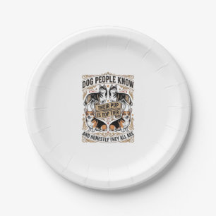 Funny Dog Lover Shirt with Vintage Puppy Debate De Paper Plate