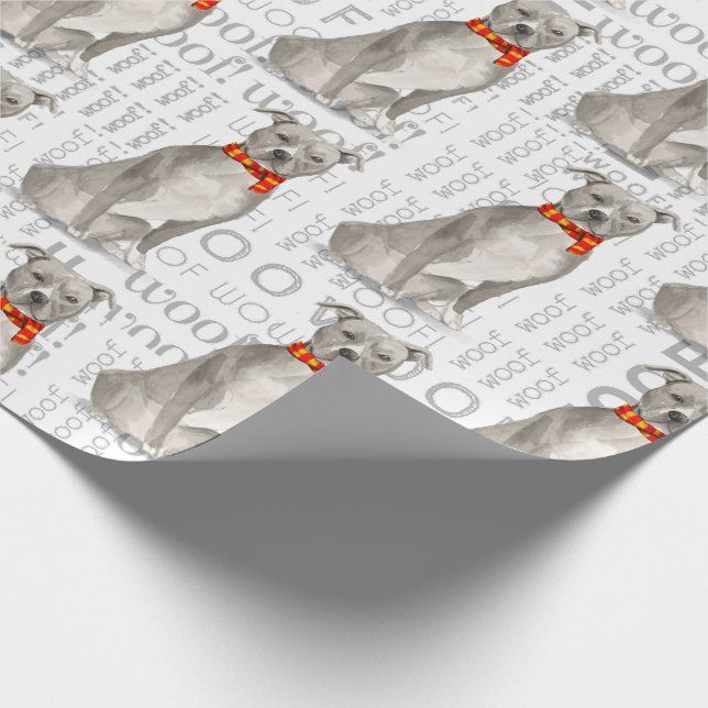 Funny Dog Lover Staffordshire Terrier Christmas Wrapping Paper (Corner)