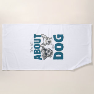 Funny Dog Lover Vintage Engraving Graphic_1 Beach Towel