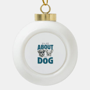 Funny Dog Lover Vintage Engraving Graphic_1 Ceramic Ball Christmas Ornament