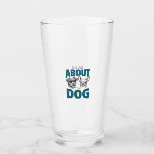 Funny Dog Lover Vintage Engraving Graphic_1 Glass