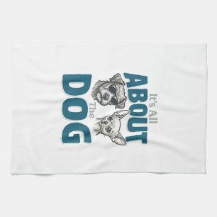 Funny Dog Lover Vintage Engraving Graphic_1 Tea Towel