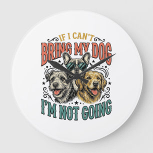 Funny Dog Lover Vintage Engraving Quote Design (2) Large Clock